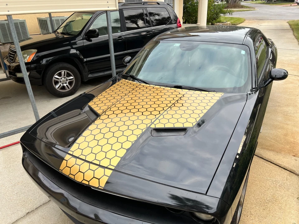 Dodge Challenger Full Hood Honeycomb Wing Graphic Decal fit 2015-2018 15 Colors - Image 4 of 4