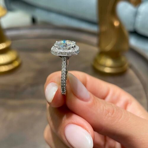 Lab Created 4.20 Ct Round Cut Diamond 14k White Gold Wedding Ring IGI Certified - Picture 3 of 12