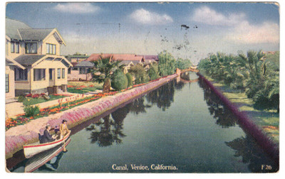 Venice California Canal Print Posted 1923 LA Historical Review Postcard H031