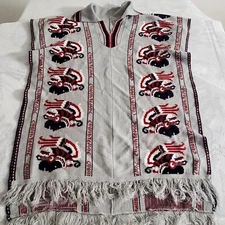 Knit Fringe Poncho Cape Shawl Tunic Sweater Aztec Tribal Cuauhtemoc