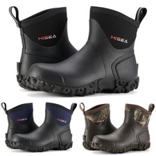 HISEA Men Ankle Rain Boots Waterproof Non-Slip Mud Garden Chore Working Wellies
