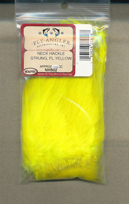 Neck Hackle Strung -  fl yellow - 1/4 oz     NH502