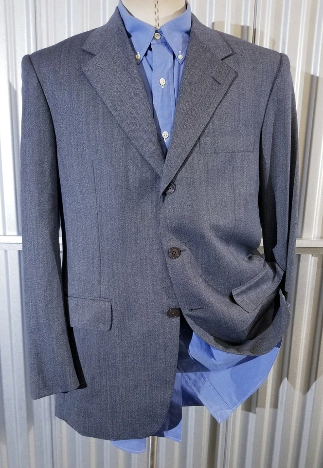 Chaqueta Blazer 42R d'Avenza ITALIA Lana Tweed Lona Completa Rayas MOP Abrigo Deportivo Usado en Excelente Condición Foto 3 de 4