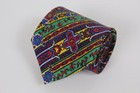 TURNBULL & ASSER Silk Tie. Whimsical Red Yellow Green Pattern. Made in England.