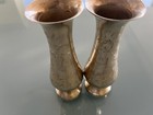2 Vintage Indian Solid Brass Bud Vases Made in India Etched Flowers 🌺 6" Tall — photo 3
