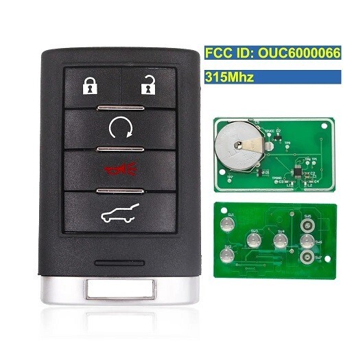 Remote Car Key Fob 5 Buttons 315MHZ for Cadillac CTS DTS 2008 2009 2010 2011 - Picture 1 of 6