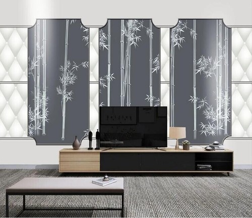 3D Gray Bamboo ZHUA41922 Wallpaper Wall Murals Removable Self-adhesive Ann - Photo 1/11
