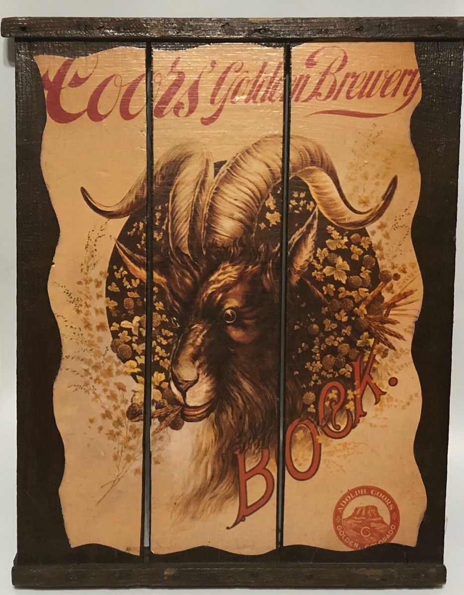 Vintage Coors Wooden Sign Golden Brewery Bock Billy Adolph Coors
