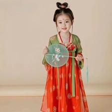 Kids Traditional Dresses Chinese Outfit Girls Costume Folk Dance Hanfu Dress