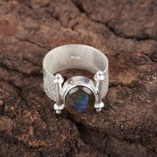 Oval Labradorite New Anniversary Band Minimal Ring Jewelry 925 Sterling Silver