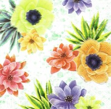 2 Two Paper Lunch Napkins for Decoupage/Mixed Media - Pastel Floral flowers