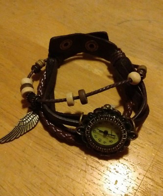 Vintage Braided leather Beaded Band Ladies watch, running  display picture 1