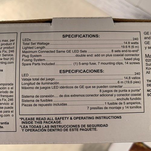 4 Boxen GE StayBright 240 LED 19,6 Fuß kalt hell weiß Weihnachten Band Lichter - Bild 5 von 5