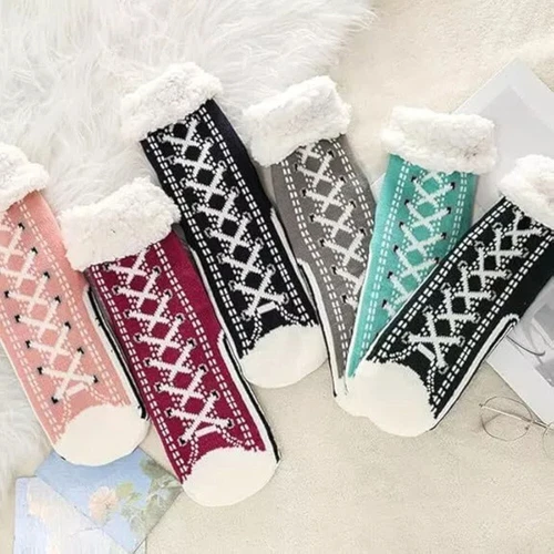 Ultradicke Kaschmir Hüttenschuhe Heimsocken, Hausschuhe Socken mit rutschfester Slipper - Bild 2 von 23