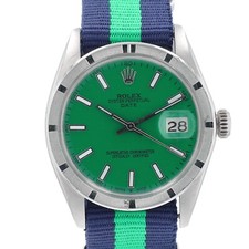 Orologio Rolex Data Misura 1500 Quadrante Verde Indice con Cinturino Nylon Blu e Verde 34mm