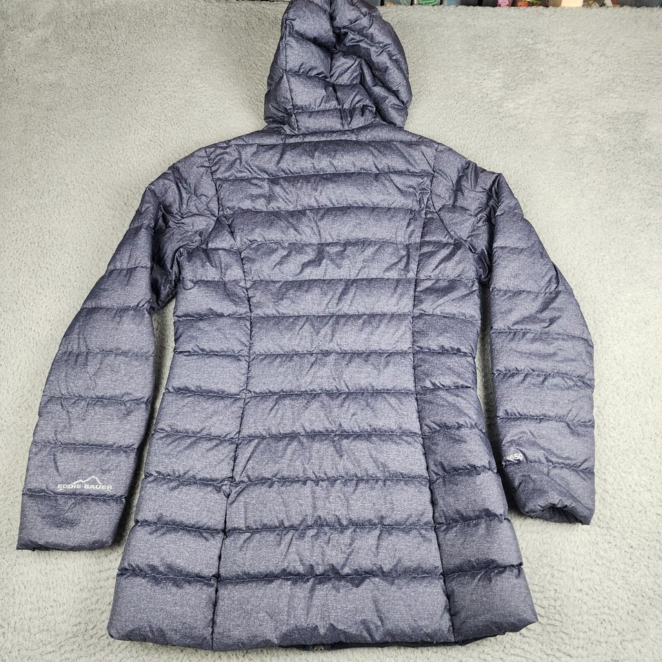 Eddie Bauer Jacket Womens Small Blue Gray Down Puffer 650 Fill Outdoors