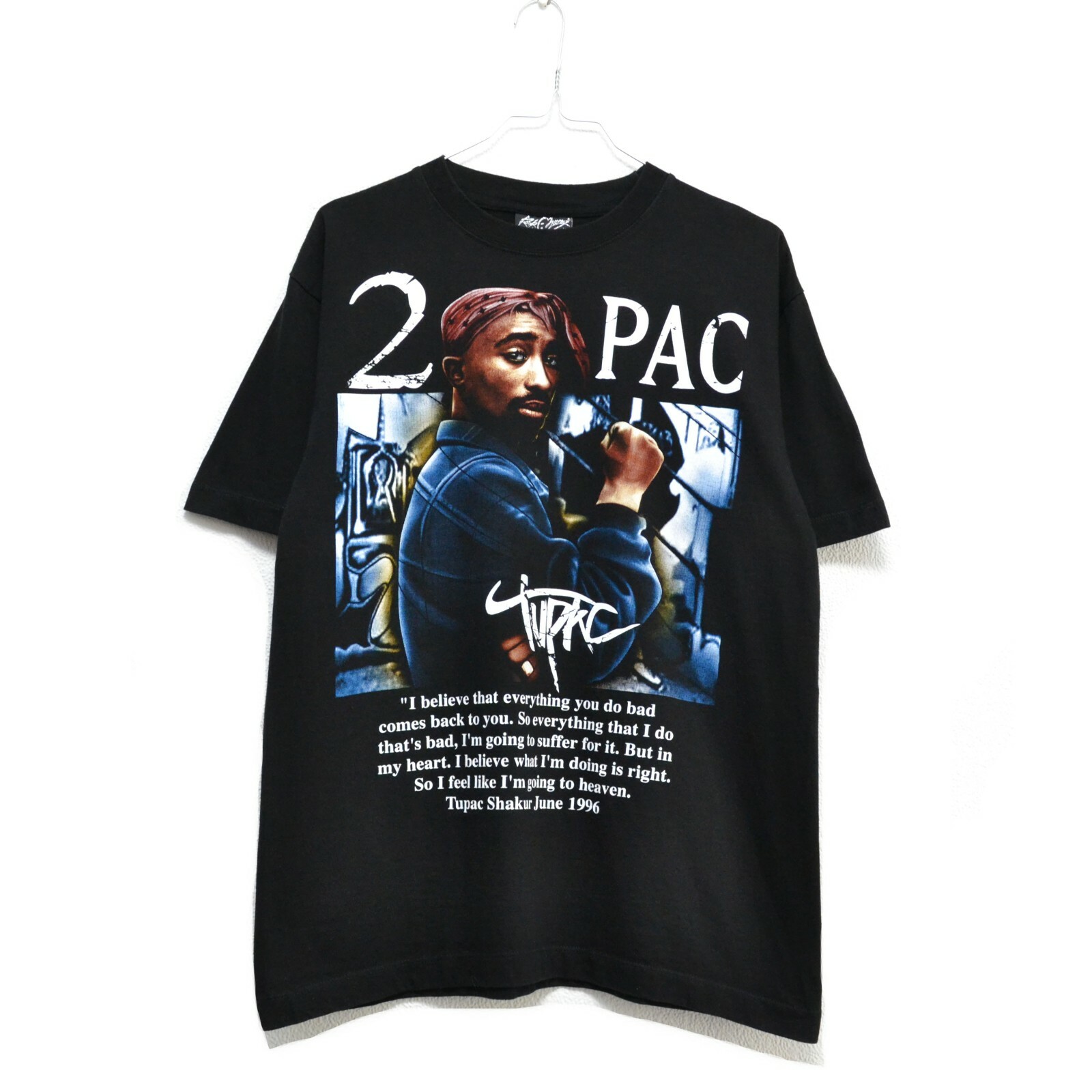 2PAC Tupac Shakur Band T-Shirt (Men's Size M) unclear black type Vintage Second Hand