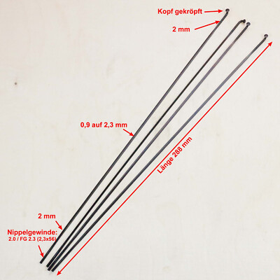 4 Stück DT Swiss Aerolite Messerspeiche 288 mm 2.0 0.9 2,3 gekröpft schwarz