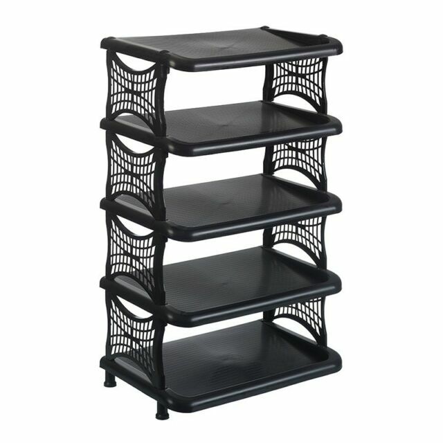 Plastic Shoe Storage Rack Stand Organiser Shoes 5 Tier Double Wide