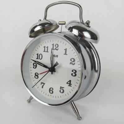 Chrome Alarm Clock Silver Retro Alarm Clock Handmade Battery