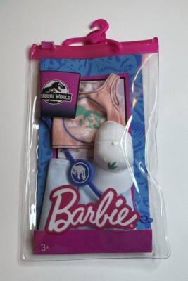 Mattel Jurassic Park Barbie Fashion Dino Tank Denim Skirt Hat free Outfit New