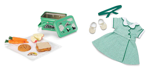 American Mädchen Kit's Geburtstagskollektion 🙂 Schule Mittagessen Outfit Kleid Neu Konvolut