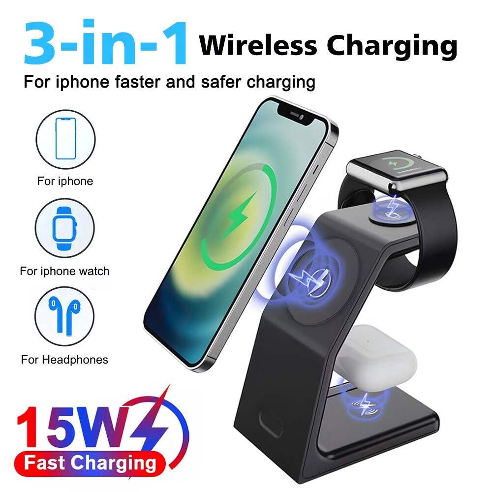 3 in 1 Wireless Charger Dock Charging Station For Apple Watch iPhone 16 15 14 13