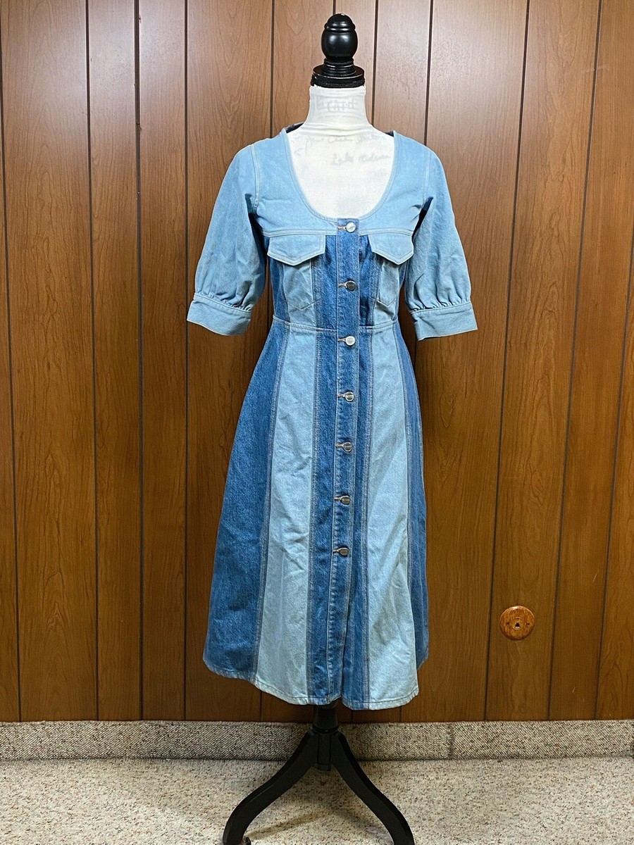 Ganni Blue Denim Midi Dress size 36/M | eBay