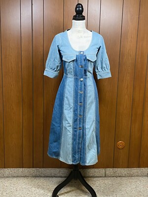 Ganni Blue Denim Midi Dress size 36/M | eBay