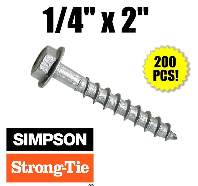 (Qty 200) Simpson SDS Screws 1/4" x 2" SDS25200 Heavy Duty Connector