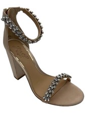 Jewel Badgley Mischka Women's Mayra Block Heel Champagne Satin