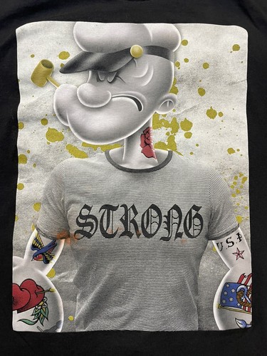 Popeye Shirt Mens Medium Graphic Print Scrong Cartoon - Picture 2 of 7