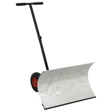 Manual Snow Shovel with Wheels Garden Lawn Plough Blade Thrower Removal vidaXL