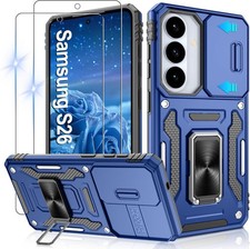 Samsung Galaxy S26 Case with 2-Pack HD Screen Protectors and Slide Camera Cover