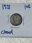 1928 10¢ Mercury Dime -Lightly Cleaned BUT Free Shipping!-
