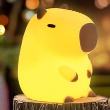 Cute Capybara Night Light LED Squishy Animal Lamp Dimmable Nursery Kids Gift