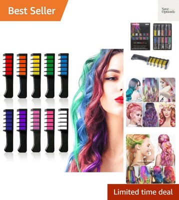 Transform Your Look with 10 Color Temporary Hair Chalk Combs - Easy and Washable