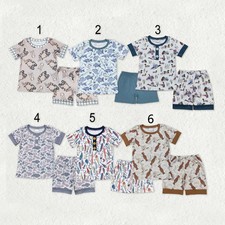 Sibling Baby Boys Short Sleeve Deer Fishing Top Shorts Hunting Pajamas Sets