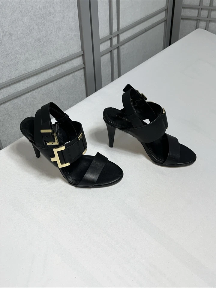 Женские сандалии на черном каблуке Calvin Klein размер 6 средние см. фотографии - Изображение 2 из 4