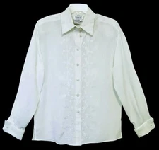Tess Vintage 90’s Womens Size 10 Ivory Embroidered Button Up Turn Cuff Y2K Shirt