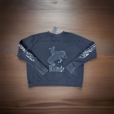 Rhude Cowboy Sweatshirt Distressed Black Mens Small Oversized NWT 100 Authentic