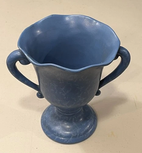 Vintage Red Wing RumRill Pottery Mandarine Line Vase #506 Blue Mottled