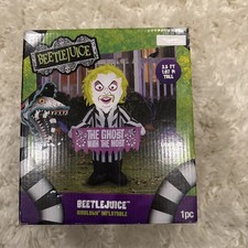 3.5' Airblown Beetlejuice Sign Halloween Inflatable Decoration Ghost With Most