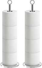 Bath Toilet Paper Holder Stand, Freestanding Tissue Paper Storage with Reserve,