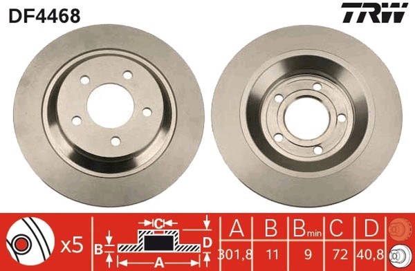 2X Trw Bremsscheibe DF4468 FüR Mazda Cw Cr CR19 Mzr Crew Cwefw-image