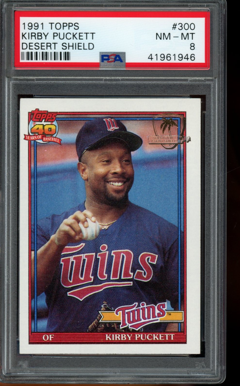 1991 Topps Desert Shield #300 Kirby Puckett Desert Shield PSA 8