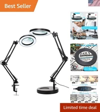 Flexibly Mounted 10X Magnifying Glass with Adjustable Color Temp & LED Light