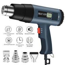 2500W Heat Gun Electric Hot Air Gun Dual Temperature LCD Display 4 Nozzles Tool