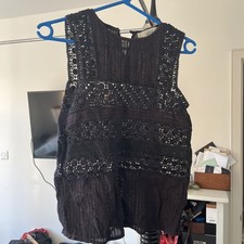Athe Black Sleeveless Top In Broidery Anglias Size 34 French (8)
