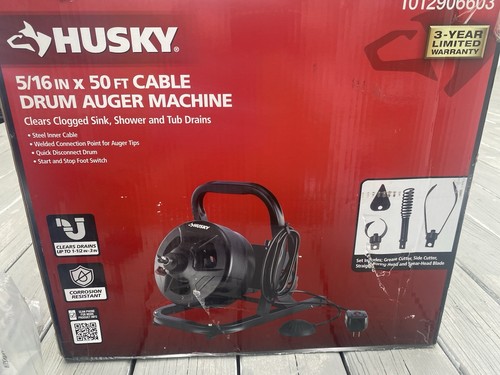 Husky 5/16 in 50ft Cable Drum Machine Auger For Drain Cleaning | eBay